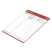 Einfache, linenlose Red Recipe Seite Notizblock (angewinkelt)