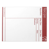 Einfache, linenlose Red Recipe Seite Notizblock (Vorderseite)