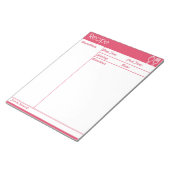 Einfache, linenlose, rosa Rezept-Seite Notizblock (angewinkelt)