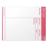 Einfache, linenlose, rosa Rezept-Seite Notizblock (Vorderseite)