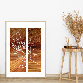 Einfache Linie Art Leaf Kontur Rich Holz Hintergru Poster