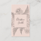 Einfache Linie Gezeichnet Pink Blush Floral Daisy Visitenkarte (Vorderseite)