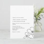 Einfache Linie Gezeichnet Schwarz-Weiß-Blume Hochz Einladung (Stehend Vorderseite)