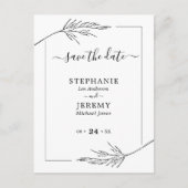 Einfache Linie Schwarz/Weiß Save the Date Postkarte (Vorderseite)