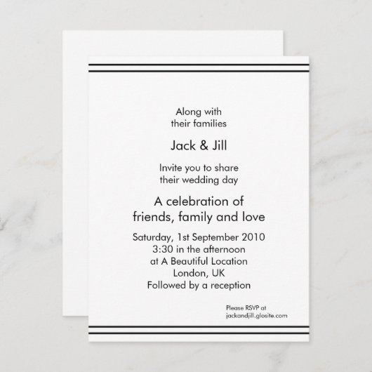 Einfache Linie (weiß) 4,25x5,5 Einladung (Vorne/Hinten)