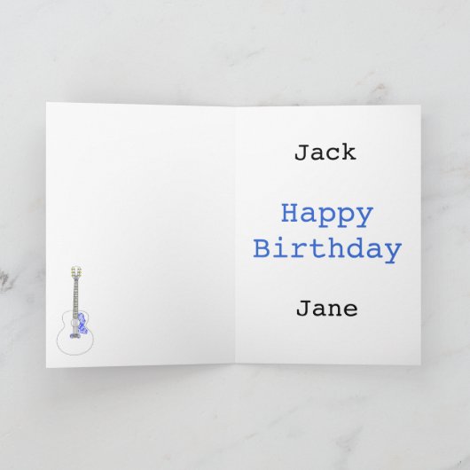 Einfache Linie zeichnend akustische Gitarre Coole  Karte (Innenseite)