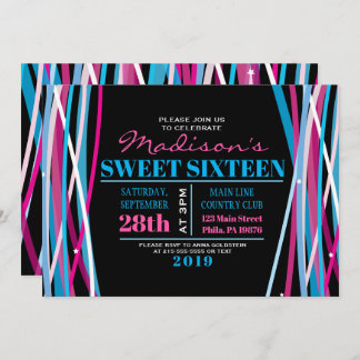 EINFACHE LINIEN 16 . Geburtstag 16 Einladung