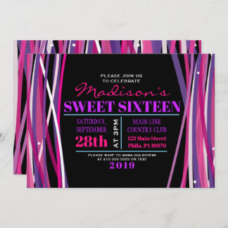 EINFACHE LINIEN 16 . Geburtstag 16 Einladung