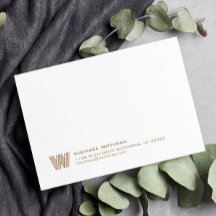 Einfache Linien Monogramm Anfangsname Adresse Bron