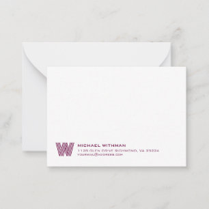 Einfache Linien Monogramm Anfangsname Klassisch WI Mitteilungskarte