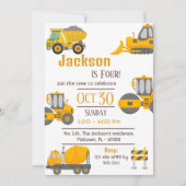 Einfache LKW-Kinder niedlich 4. Geburtstag Einladung (Vorderseite)