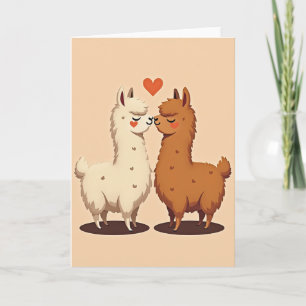 Einfache Llama-Liebes-Kuss-Karte Karte