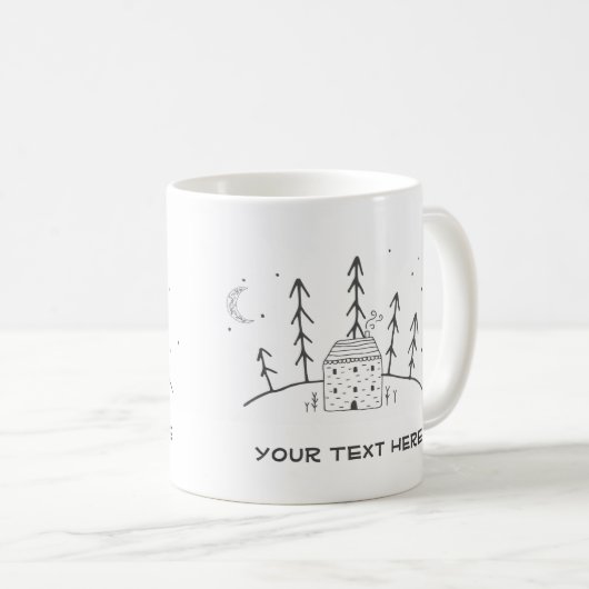 Einfache Log-Kabine Lake House Woods Custom Text T Kaffeetasse (VorderseiteRechts)