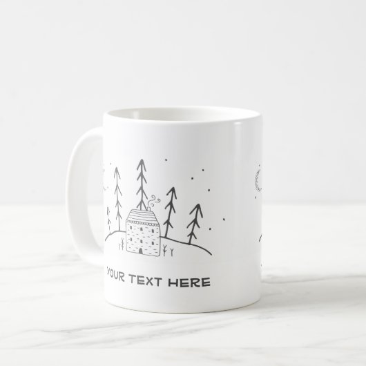 Einfache Log-Kabine Lake House Woods Custom Text T Kaffeetasse (Vorderseite Links)