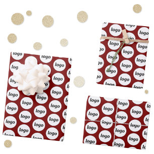 Einfache Logo-Branding-Muster Burgund Geschenkpapier Set