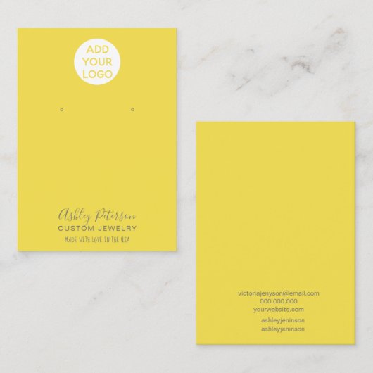 Einfache Logo-Gelbe Schmuckverkleidung Visitenkarte (Vorne/Hinten)