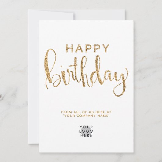 Einfache Logo-Imitate Gold Glitzer Happy Birthday Einladung (Vorderseite)