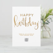 Einfache Logo-Imitate Gold Glitzer Happy Birthday Einladung (Stehend Vorderseite)