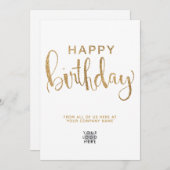 Einfache Logo-Imitate Gold Glitzer Happy Birthday Einladung (Vorne/Hinten)