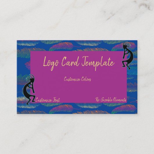 Einfache Logo Kokopelli Feathers Business Card Visitenkarte (Vorderseite)