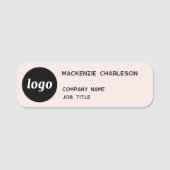 Einfache Logo-Minimalistisch Blindfarben-Rosa-Mark Namensschild (Vorderseite)