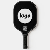 Einfache Logo QR Code Business Black Pickleball Schläger (Vorderseite)