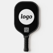 Einfache Logo QR Code Business Black Pickleball Schläger (Rückseite)