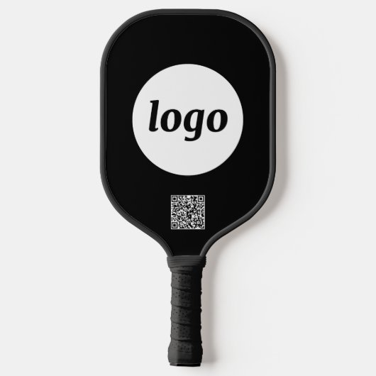 Einfache Logo QR Code Business Black Pickleball Schläger (Rückseite)