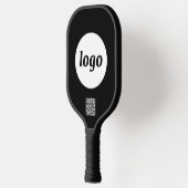Einfache Logo QR Code Business Black Pickleball Schläger (Links)