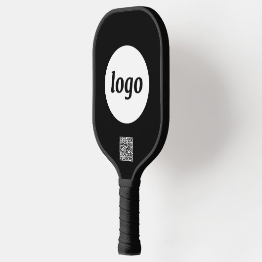 Einfache Logo QR Code Business Black Pickleball Schläger (Links)