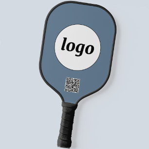 Einfache Logo QR Code Business Dusty Gray Blue Pickleball Schläger