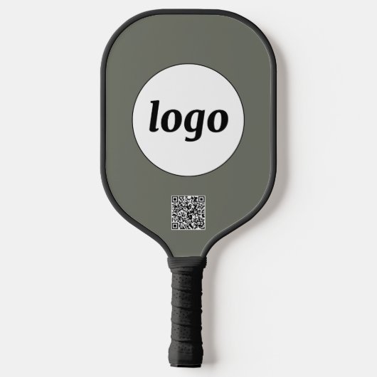 Einfache Logo QR Code Business Spot Green Pickleball Schläger (Rückseite)