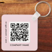 Einfache Logo-QR-Code in Rosa Schlüsselanhänger (Rückseite)
