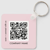 Einfache Logo-QR-Code in Rosa Schlüsselanhänger (Rückseite)