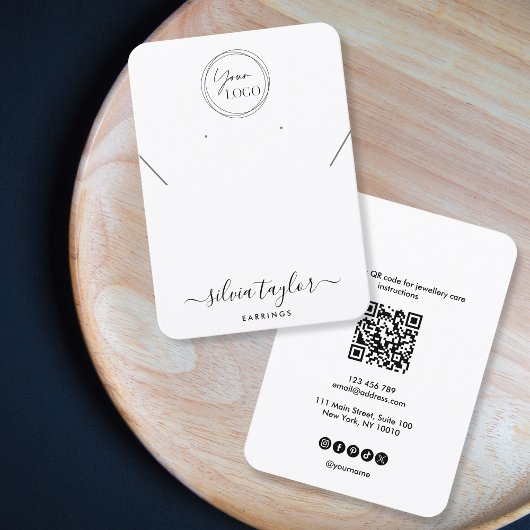 Einfache Logo QR-Code-Kette Ohrring-Display-Karte Visitenkarte
