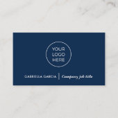 Einfache Logo QR Code Navy Blue Business Card Visitenkarte (Vorderseite)