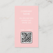 Einfache Logo-QR-Code-Visitenkarte in Rosa Visitenkarte (Rückseite)
