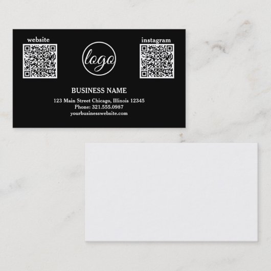 Einfache Logo-Schwarz und Weiß-Neuer QR-Code Visitenkarte (Vorne/Hinten)