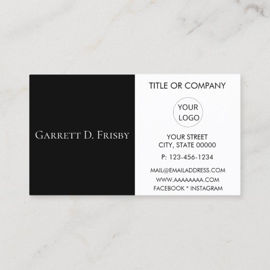 Einfache Logo-Schwarzweiß-QR-Code für Unternehmen Visitenkarte (Rückseite)