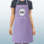 Einfache Logo-Text-Branding für Unternehmen Pastel Schürze<br><div class="desc">Fügen Sie Ihr eigenes Logo und Textauswahl zu diesem pastellfarbenen,  lila Design hinzu. Entfernen Sie den oberen oder unteren Text,  wenn Sie es vorziehen. Minimalistisch und beruflich. Ideal für Mitarbeiter und Mitarbeiter Uniformen oder als Werbemittel für Ihre Kunden und Kunden.</div>