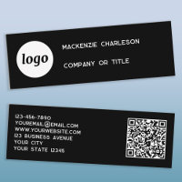 Einfache Logo- und QR-Code-Black-Mini-Visitenkarte