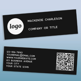Einfache Logo- und QR-Code-Black-Mini-Visitenkarte Mini Visitenkarte