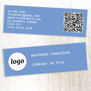 Einfache Logo und QR Code Blue Mini Business Card Visitenkarte
