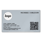 Einfache Logo- und QR-Code-Pulver Blau Magnetische Visitenkarte (Vorderseite)
