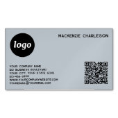 Einfache Logo- und QR-Code-Pulver Blau Magnetische Visitenkarte (Vorderseite)