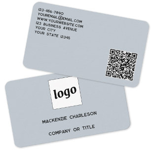 Einfache Logo- und QR-Code-Pulver Blau Visitenkarte