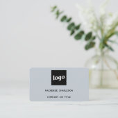 Einfache Logo- und QR-Code-Pulver Blau Visitenkarte (Stehend Vorderseite)