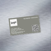 Einfache Logo- und QR-Code-Seite Grün Magnetische Visitenkarte (Beispiel)