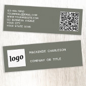 Einfache Logo- und QR-Code-Seite Grün Mini Visitenkarte