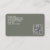 Einfache Logo- und QR-Code-Seite Grün Visitenkarte (Rückseite)